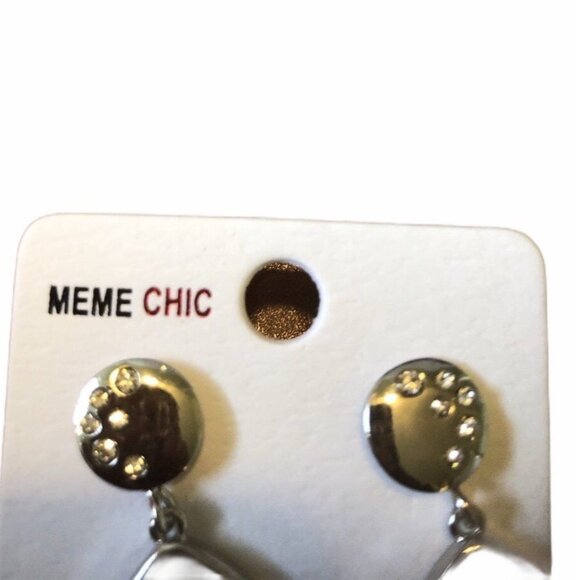 Meme Chic Zebra Pattern Drop Earrings With Rhinestone Accents - Picture 3 of 6